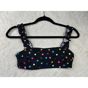 No Boundaries Bikini Top Womens Medium‎ Black Polka Dot Ruffle Strap Swimwear